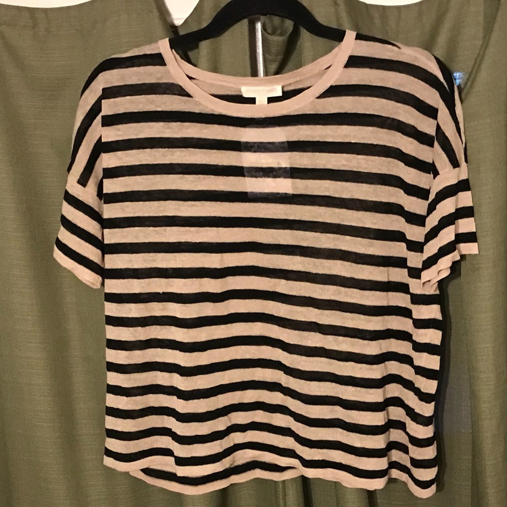 Eileen Fisher Sheer Striped Blouse NWT